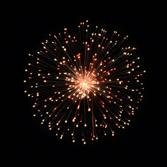 Obraz premium Fireworks on black background, Fireworks light up the sky, festive fireworks explode on black background, ai generated image