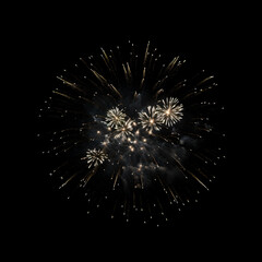 Fototapeta premium Fireworks on black background, Fireworks light up the sky, festive fireworks explode on black background, ai generated image