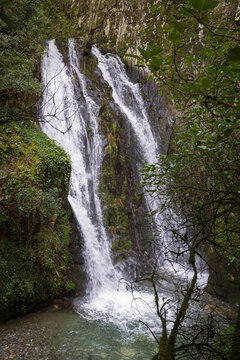 Fraga da Pena Waterfall in Serra do A&ccedil;or mountain, Pardieiros, Arganil, Coimbra, Portugal.