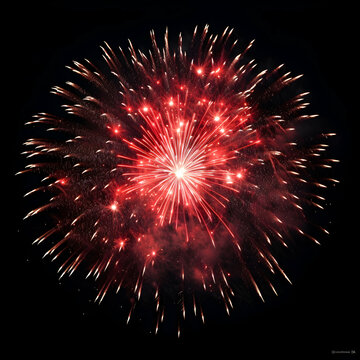 Fireworks on black background, Fireworks light up the sky, festive fireworks explode on black background, ai generated image