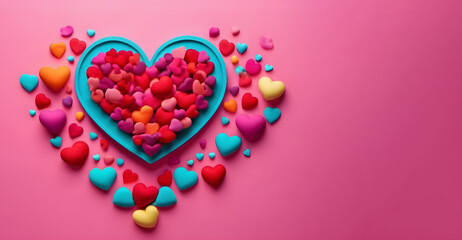 Person with red hearts. Person and Hearts are made out of play clay (plasticine).