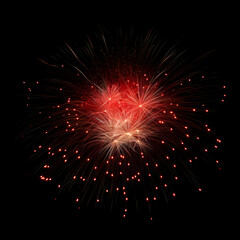 Obraz premium Fireworks on black background, Fireworks light up the sky, festive fireworks explode on black background, ai generated image