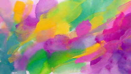 Fototapeta na wymiar watercolor oil paint bright abstract stroke in pink purple green yellow vibrant colors