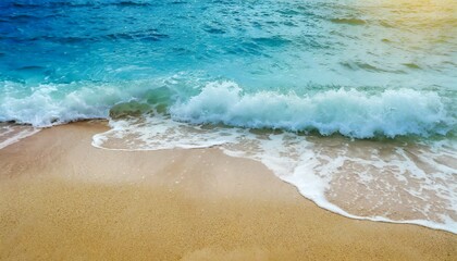 soft wave of blue ocean on the sandy beach background