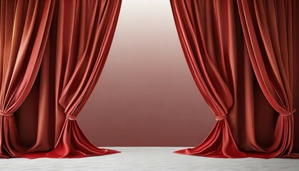 background with 3d illustration luxury red silk velvet curtains
