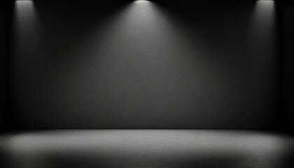 empty black background and spotlight in centre with studio for showing or design dark backdrop made from cement material realistic 3d render - obrazy, fototapety, plakaty