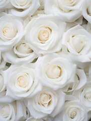 Floral background with white roses, top view	