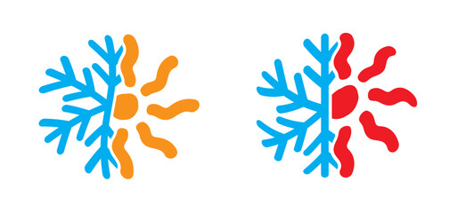 Winter, summer, thermometer or temperature indicate. Hot or cold sign. Protest, Climate Justice Now ! (CJN!). Storm, snowflake and sunny. Weather thermometers. Snow flakes and high season scale.