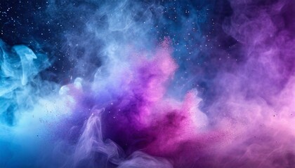 Fototapeta na wymiar mist texture color smoke spiritual aura purple pink blue haze flow glitter dust particles floating abstract art background