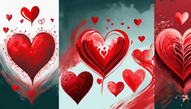 collection of hand drawn painted red heart element for design beautiful grunge heart on free background valentine s day beautiful cool splash love illustration