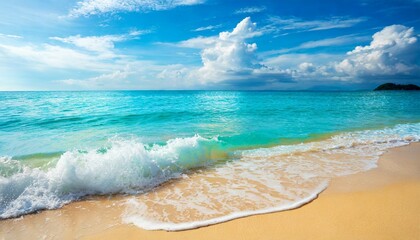 soft blue ocean wave on clean sandy beach