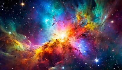 Fototapeta na wymiar a colorful nebula a large cluster of bright galaxies