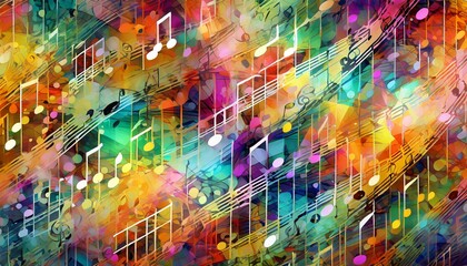 a colorful abstract pattern of musical notations generative ai