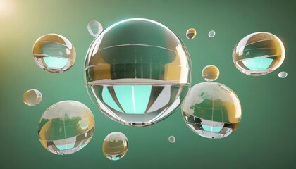 a collection of levitating translucent globes abstract shape 3d render style on a background generative ai - obrazy, fototapety, plakaty