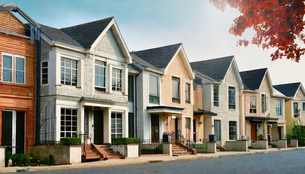 a photo of a row of townhouses generative ai