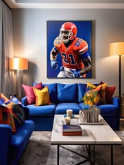 Sports-Themed Wall Art: Action Packed Athletes in Team Colors - Perfect for the Ultimate Man Cave or Sports Bar