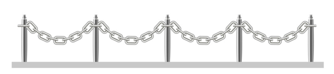 A metal fence. Metal iron chain 3d, vector image.