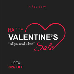 Valentine's Day holidays square template. Special offer template design. Vector illustrations for social media banners and website, online shopping, sale ads, greeting cards, marketing material