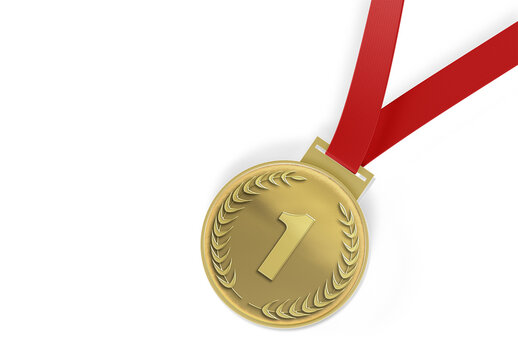 Round Competition Medal with Ribbon Mockup