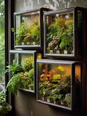 Green Thumb Delight: Terrarium Wall Art With Live Plants in Framed Containers