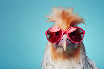 Sassy Rooster Wearing Sunglasses - obrazy, fototapety, plakaty