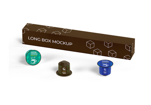 Coffee Capsule with Box Mockup