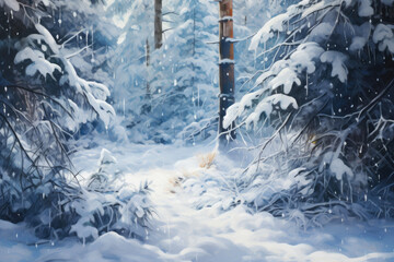 Chilled Serenity: Fir Tree Snowscape