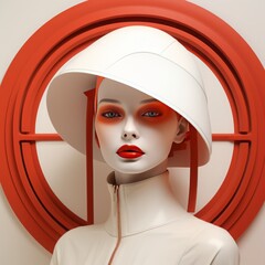 minimalist digital sculpture of woman, in the style of vintage sci-fi