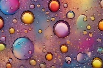 Water drops are multicolor abstract background, beautiful wallpaper with many water bubbles. Generative AI