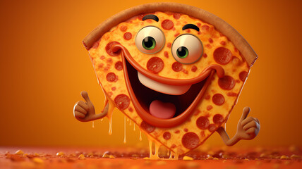funny cute pizza slice with eyes