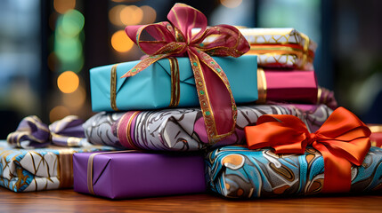 Fototapeta na wymiar gift boxes with ribbon