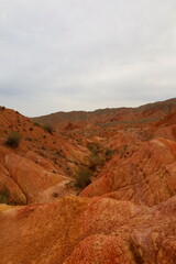 Fairytale Canyon Skazka located in Tosor next to Issyk-Kul lake, Kyrgyzstan