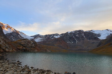 Kol Tor lake located above Kol Ukok in Tian Shan Mountains, Naryn region, Kyrgyzstan