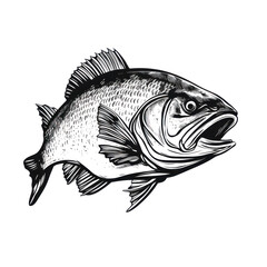 Big fish, design for restaurants and pubs, logo, branding, packaging materials. Transparent background.