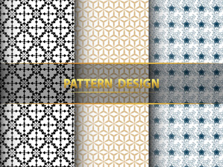 Geometric floral set of seamless patterns. Simple illustrations.
