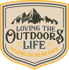 Badge design related to outdoor and mountain, nature, environmentalism.