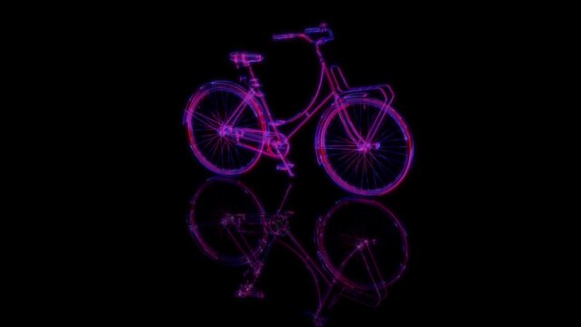 3D animation rendering, bike model on a black background