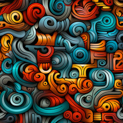 Fototapeta premium Maya Aztec Seamless tile pattern tribal AI art