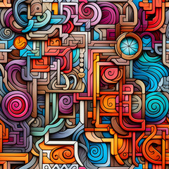 Maya Aztec Seamless tile pattern tribal AI art