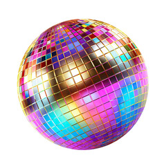 Obraz premium Shiny disco mirror ball reflecting rainbow colors, cut out