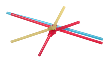 Close up colorful group crumpled plastic drinking straw isolated on white, clipping path, eco friendly