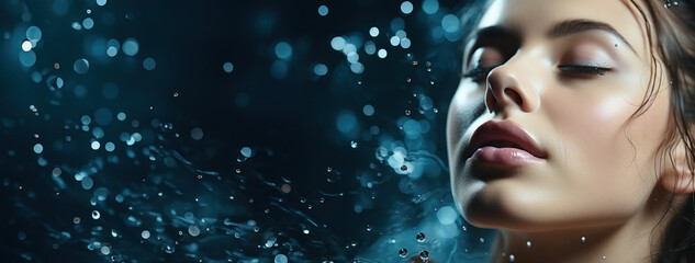 An invigorating water splash on a youthful face the concept of hydration 