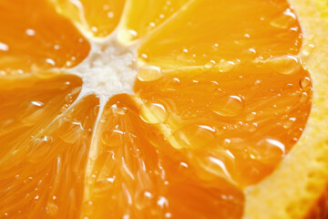 A close-up of a ripe juicy orange with water droplets the concept of hydration  - obrazy, fototapety, plakaty