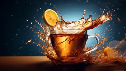 Foto op Plexiglas cup of tea with splash © younas