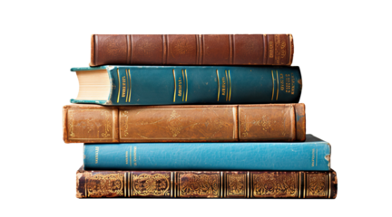 Stack of hardcovered old books, cut out