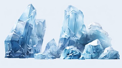 Icebergs isolated over white background