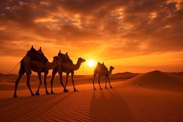 Fototapeta premium Camels in the desert 