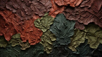 topographical maps made from dried and cut leaves