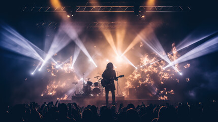 Fototapeta na wymiar Rock concert stage with colorful illumination