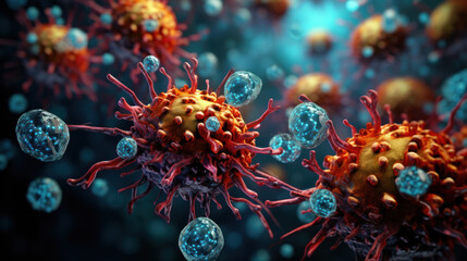Fototapeta premium Imaginary image of coronavirus under electronic microscope
